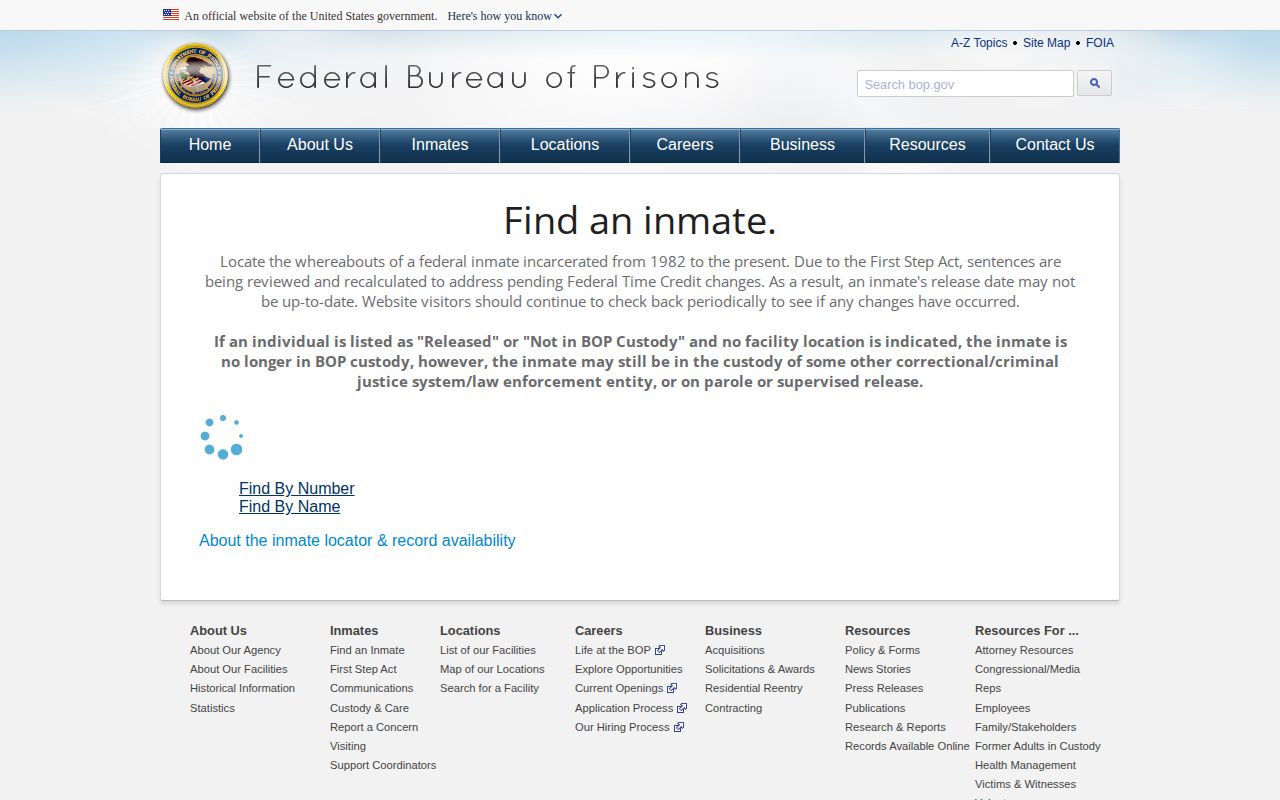 BOP locator for Grundy County federal custody release lookup