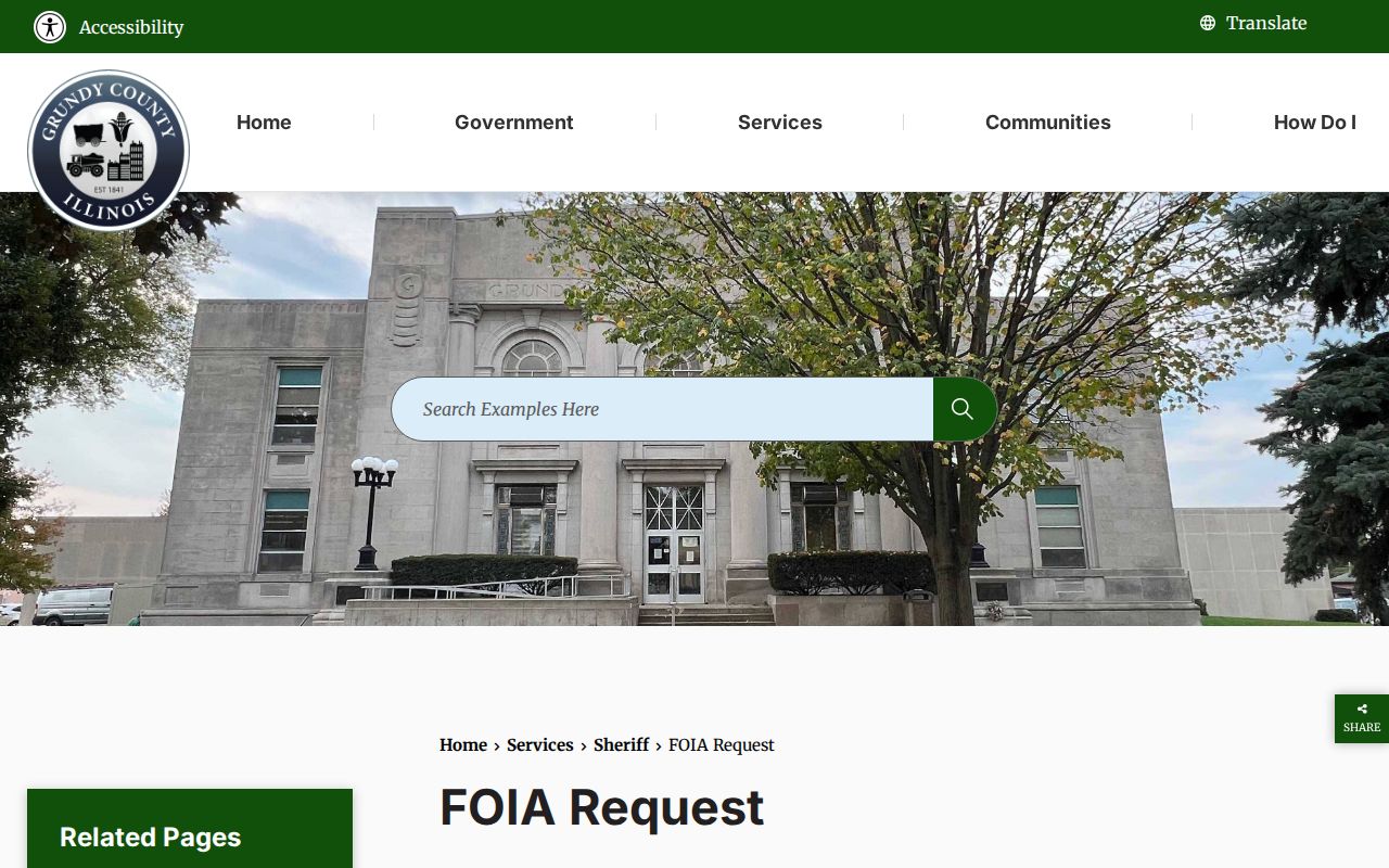 Grundy County Sheriff FOIA request page